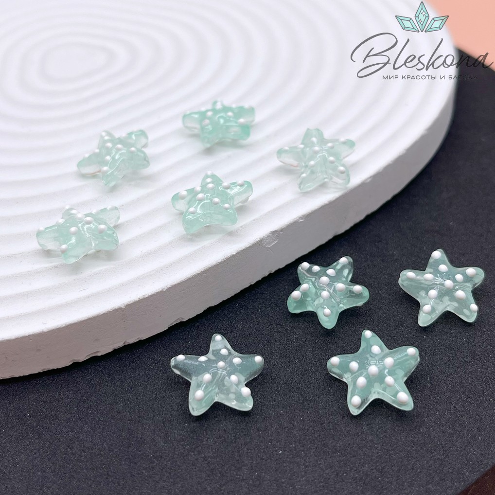 14*15 мм, Бусина Морская звезда зеленая