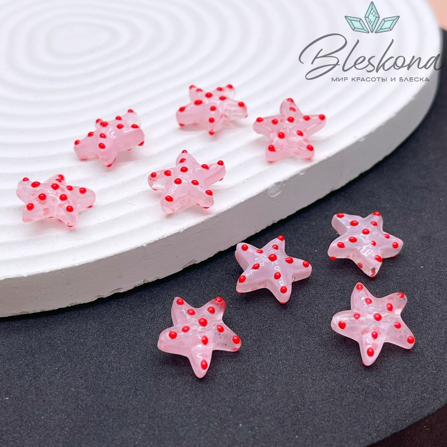 14*15 мм, Бусина Морская звезда бледно- розовая 