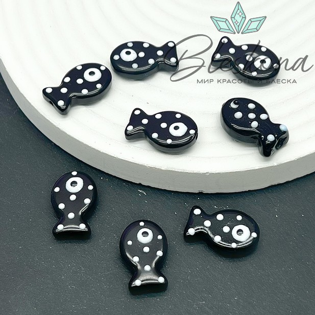 20*12 мм  Бусина рыбка черная