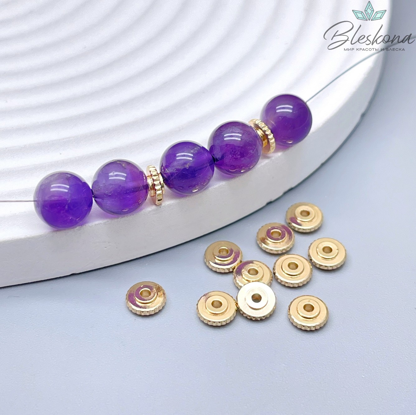 6*2мм Цвет золото Бусина - разделитель шестеренка уп.10шт Люкс 