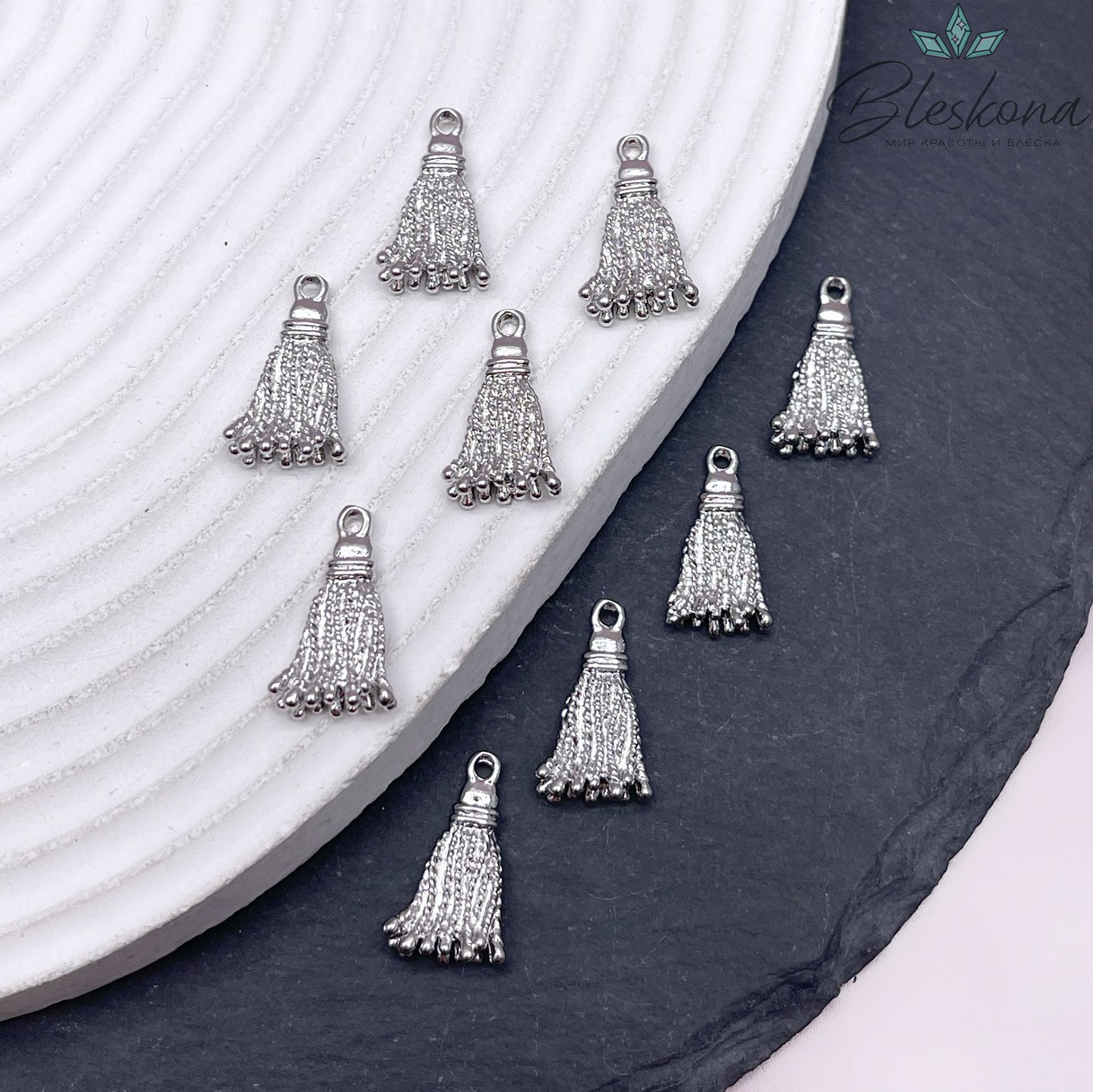 18*10 мм Цвет серебро, Подвеска кисточки 