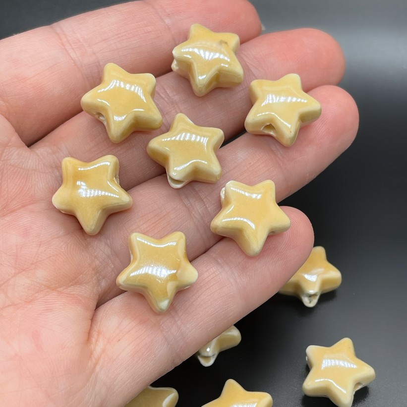 14 мм Бусина звезда, керамика цвет коричневый 