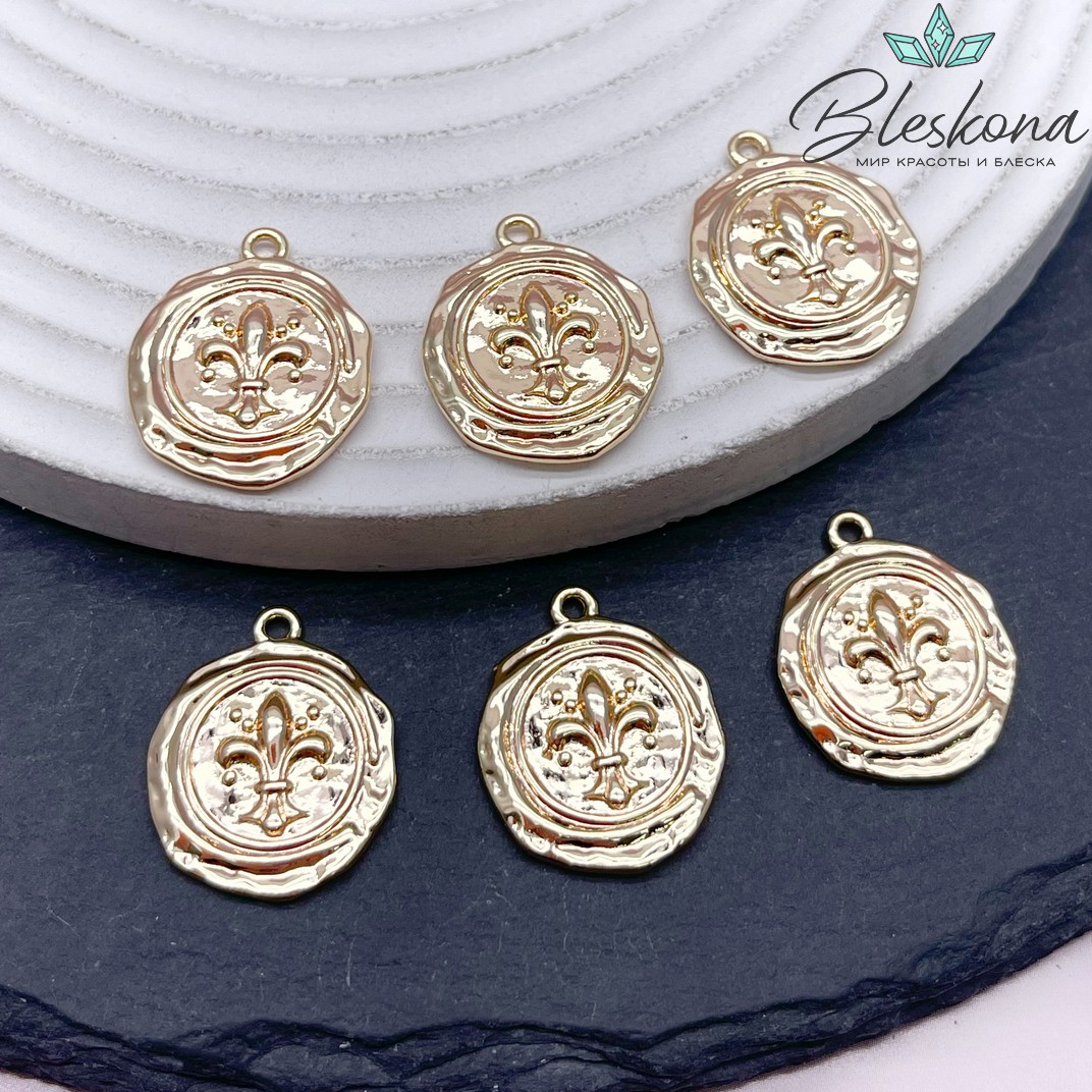21*17 мм Цвет золото, Подвеска Лилия монета 