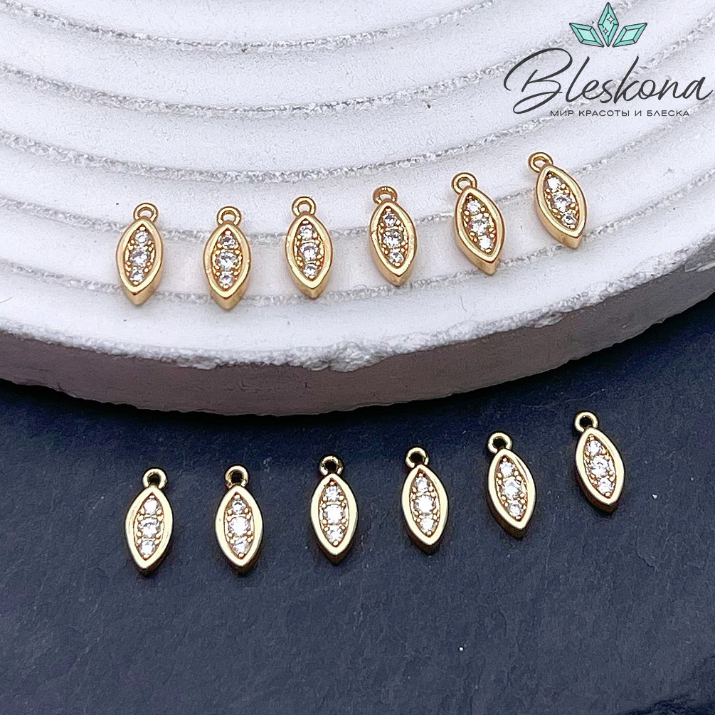 8*3,5 мм Цвет золото, Подвеска Капля цирконы