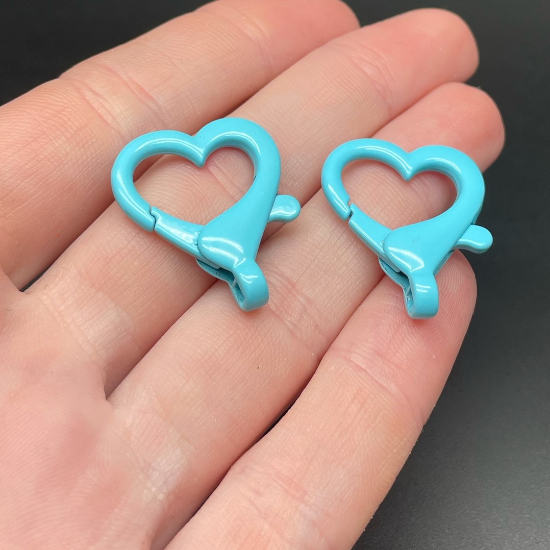 22*26мм , Замок крупный сердце голубая  эмаль 
