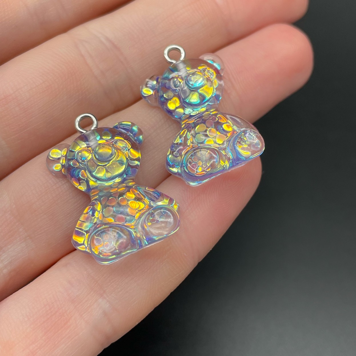 17,5*25мм, Цвет серебро, Подвеска Мишка фиолетовый блестки