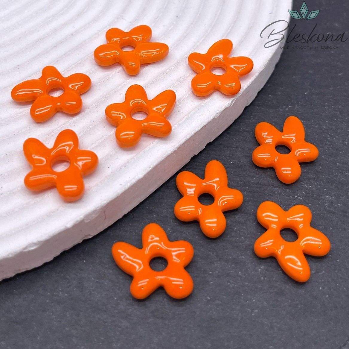 20*16 мм Подвеска цветок оранжевый