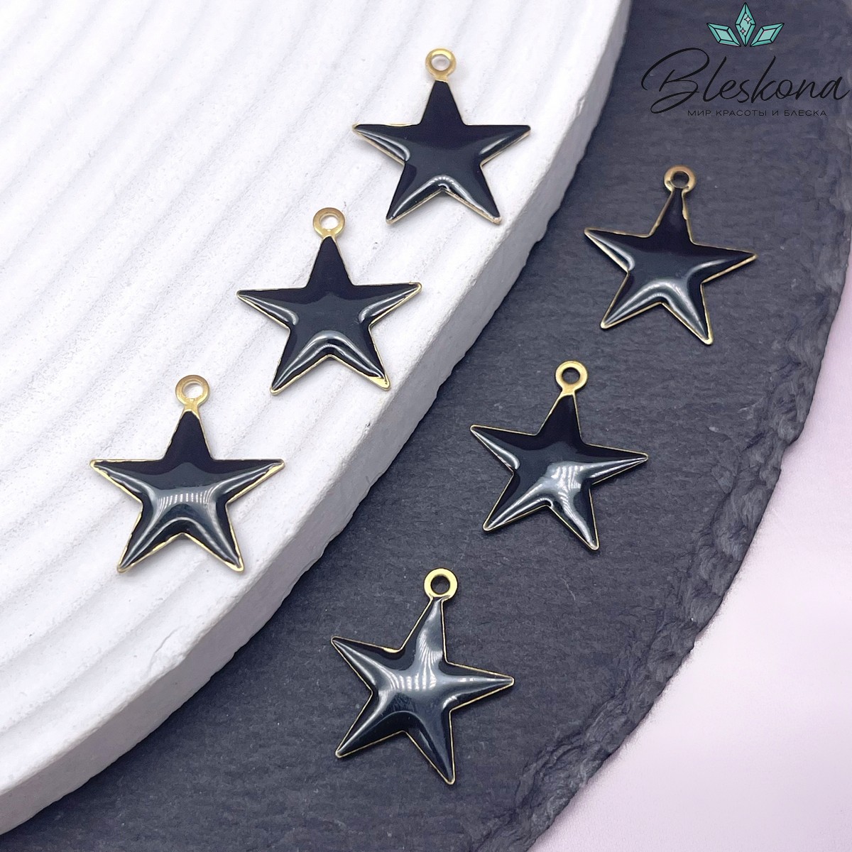 17*18,5мм, Подвеска звезда черная эмаль 