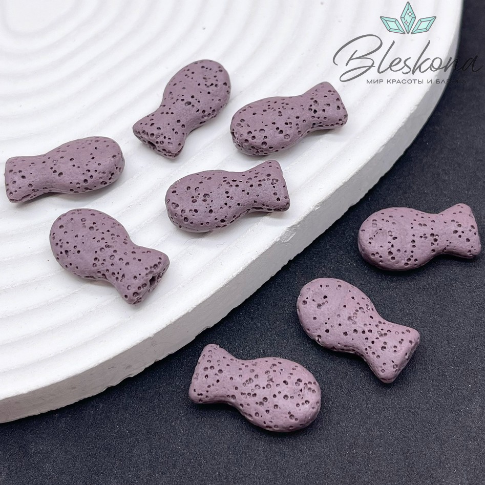 Бусина рыбка Лава Вулканическая фиолетовая 22*12 мм