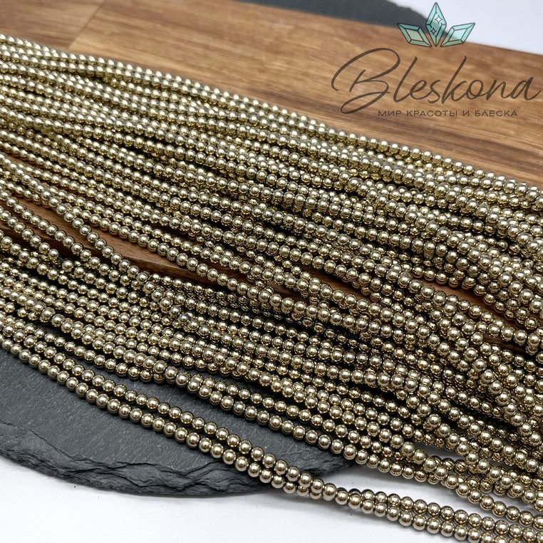 3 мм Гематин имитация, цвет темное золото №1