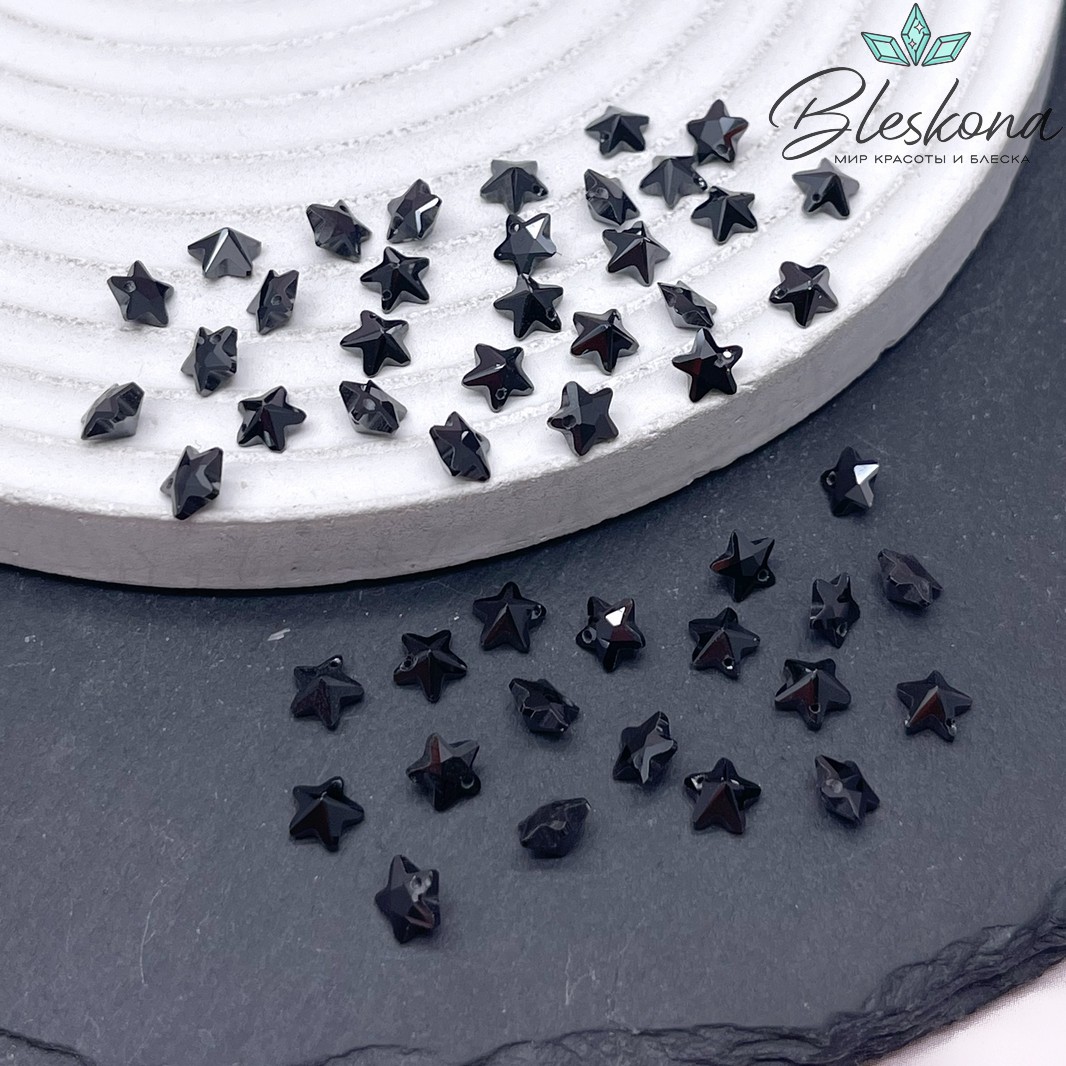 5 мм, Подвеска Циркон звезда черная (кубический цирконий, фианит) 