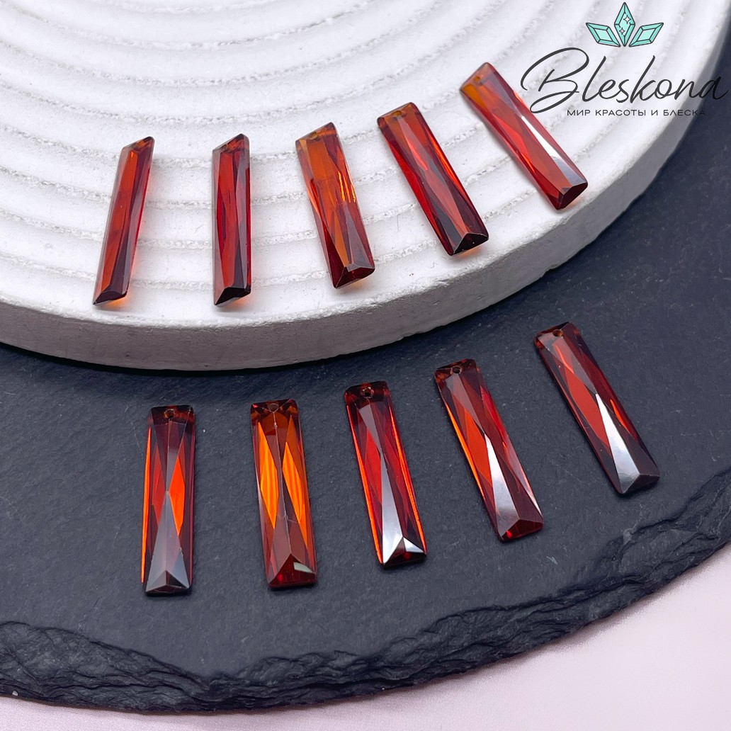 20*4,8 мм, Подвеска Циркон прямоугольник темно-оранжевый (кубический цирконий, фианит) 