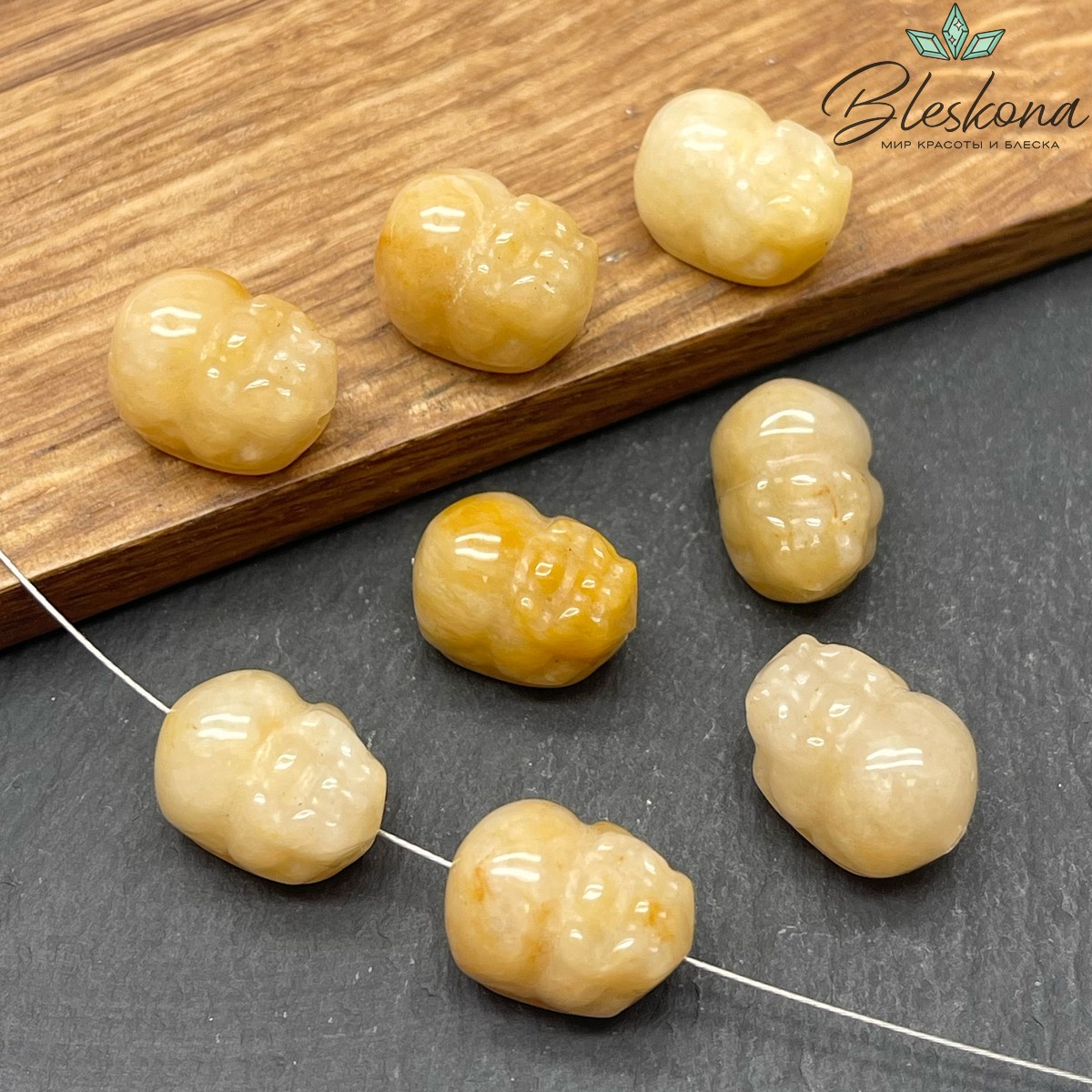 16*11 мм Резная бусина Пи Яо Кальцит 