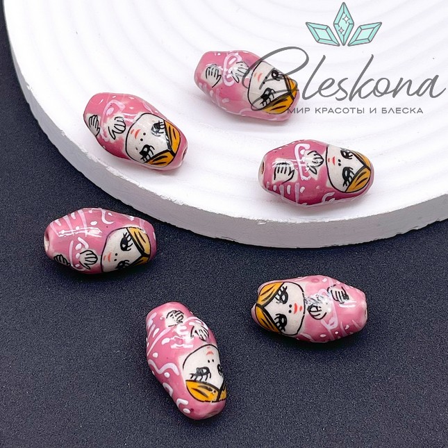 23*14 мм Керамика бусина матрёшка лиловая