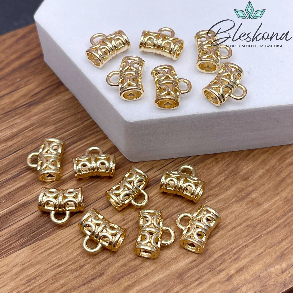 11,5*10 мм Цвет золото, Бейл широкий узор неразъемное кольцо