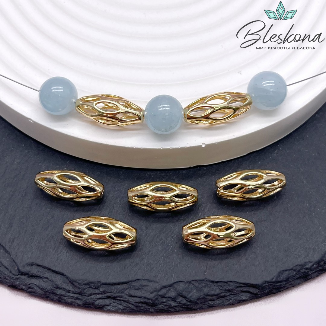 18*7,5 мм Цвет золото, Бусина рис резной