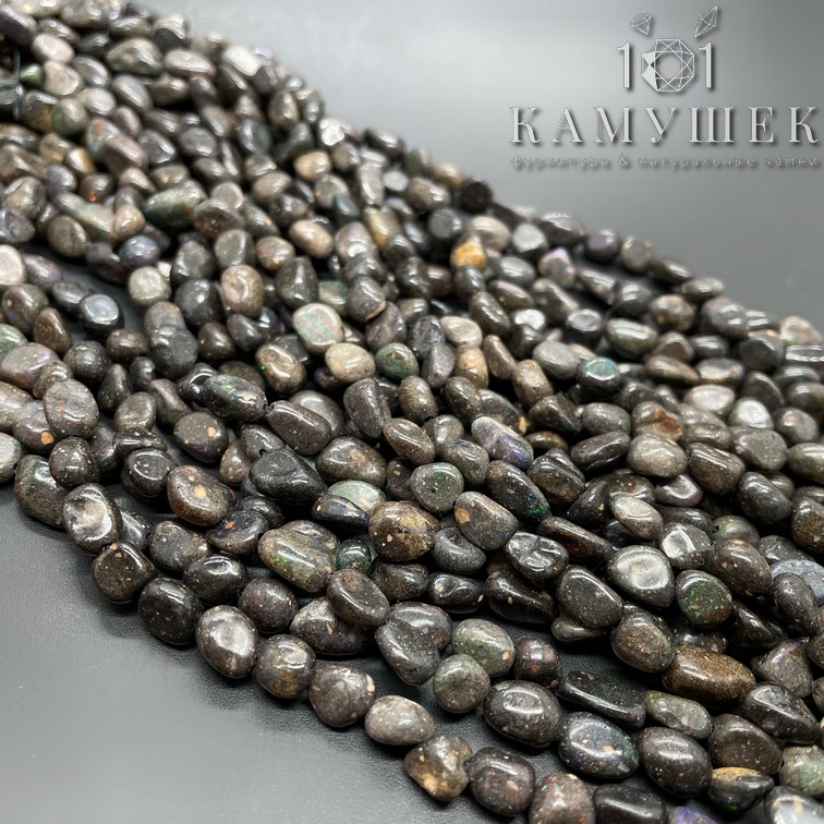 Опал черный галтовка 6-7мм