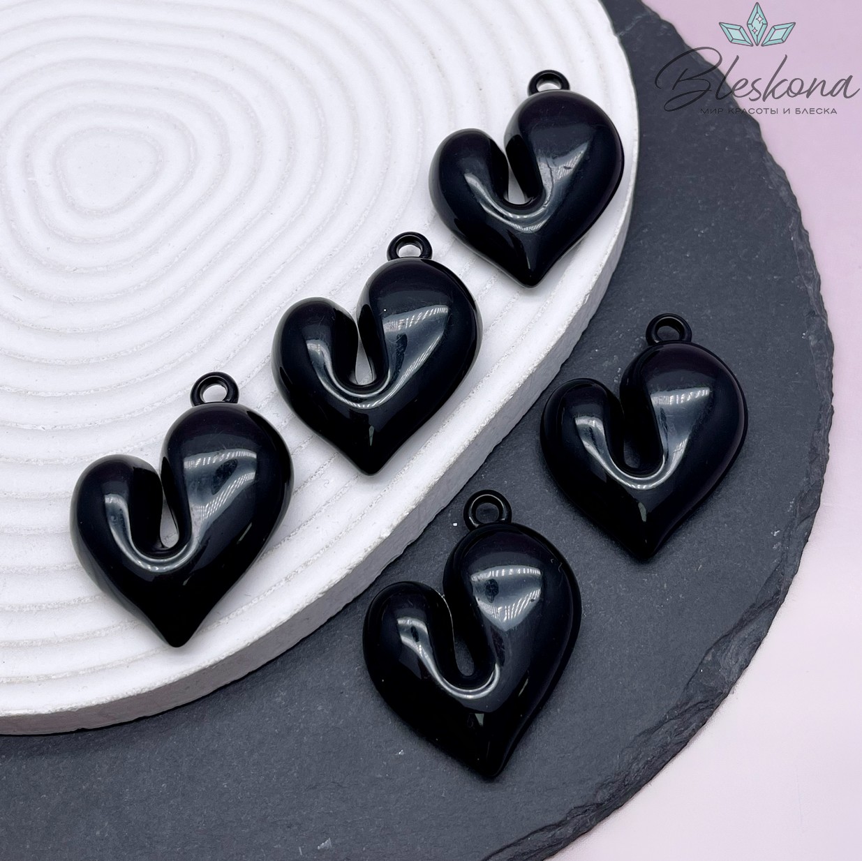 41*33 мм, Подвеска Сердце черное 