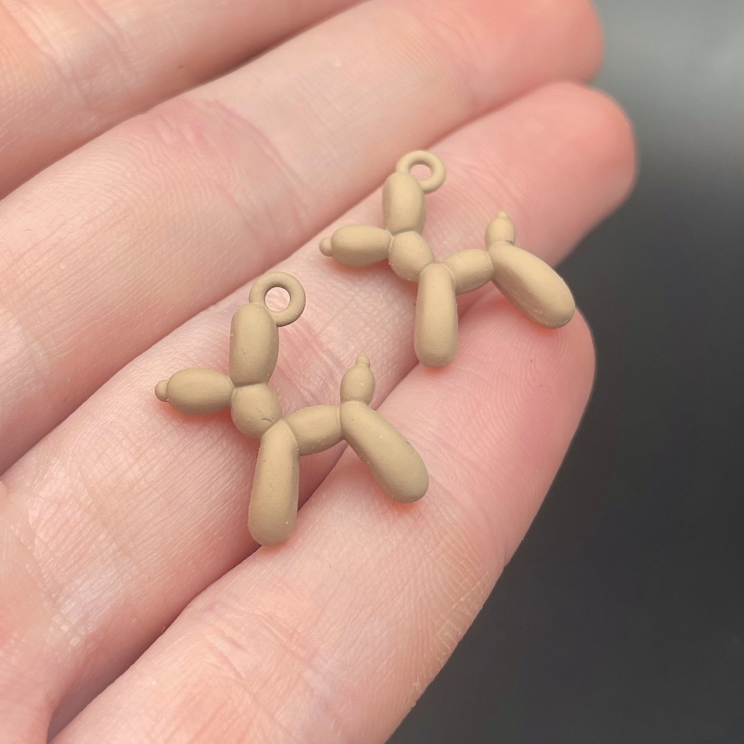 14*18 мм, Подвеска пудель светло-коричневая эмаль матовая