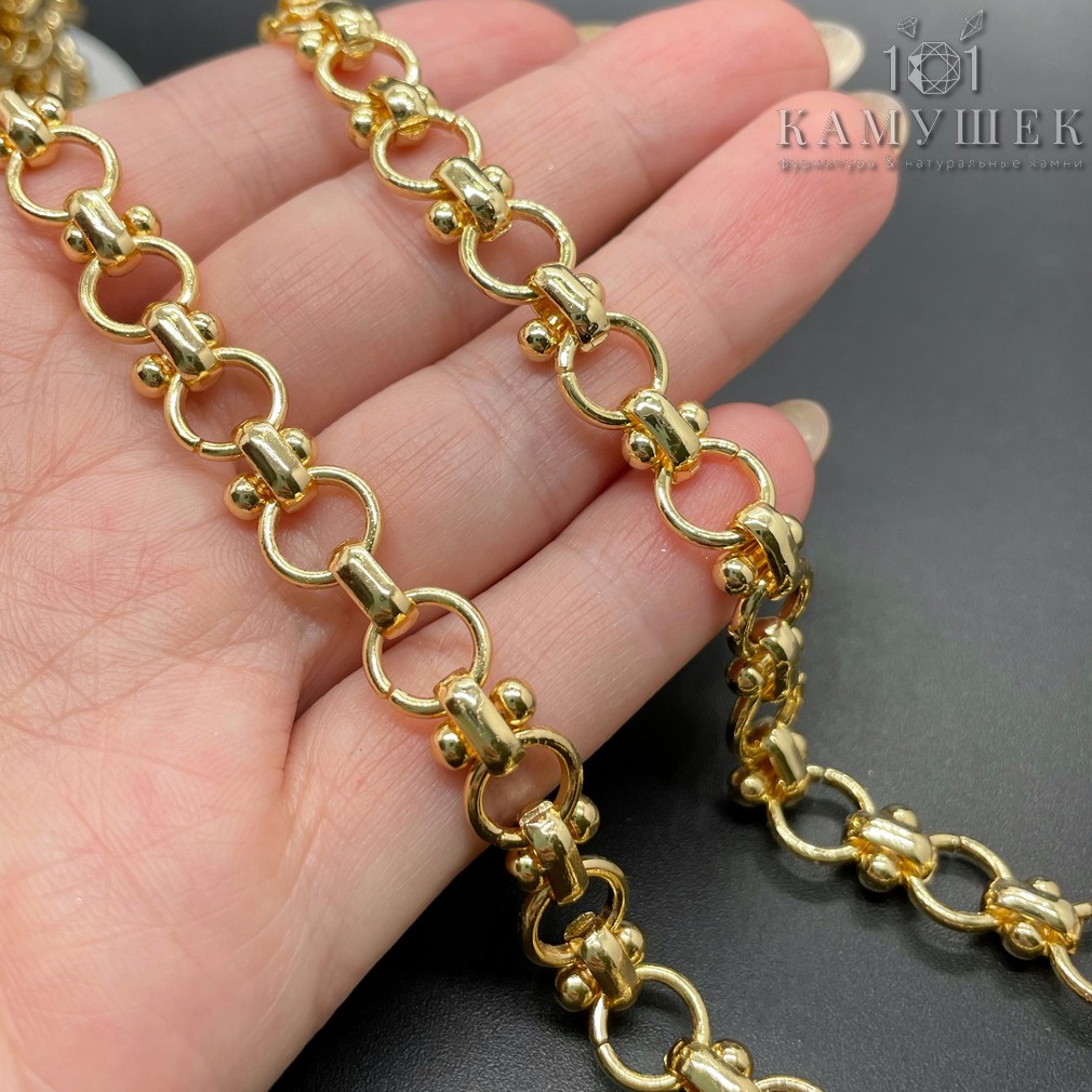 Цепь №39-1 цвет золото 9 мм/8*7,8 мм
