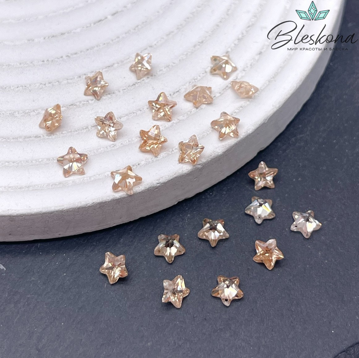 5 мм, Подвеска Циркон звезда шампань (кубический цирконий, фианит) 