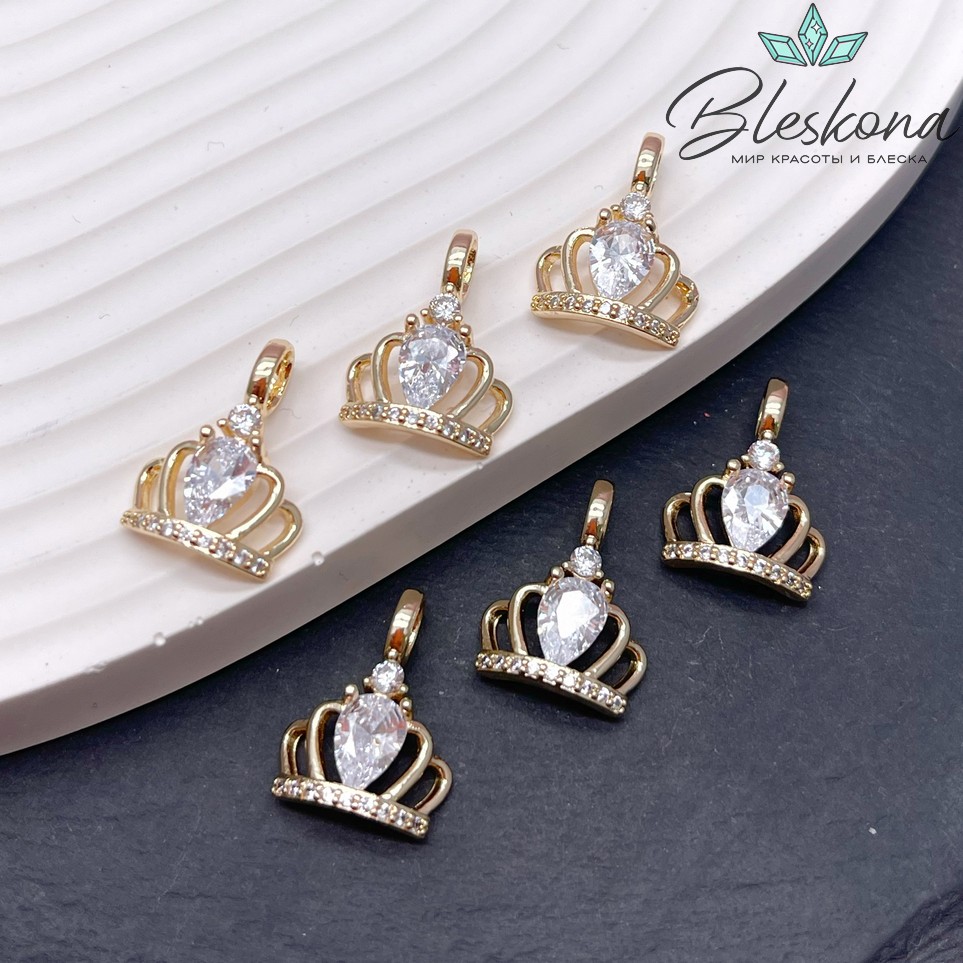 17,2*13 мм Цвет золото, Подвеска корона с цирконами