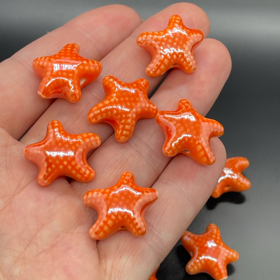 16*18 мм Бусина морская звезда, керамика цвет оранжевый