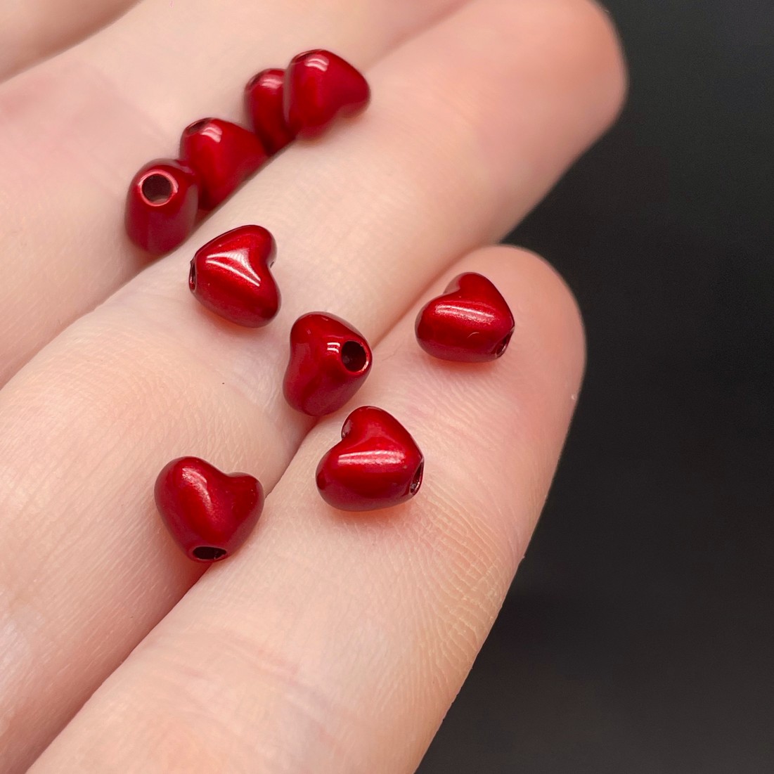 5*6 мм , Бусина сердце красная эмаль уп.10шт №2