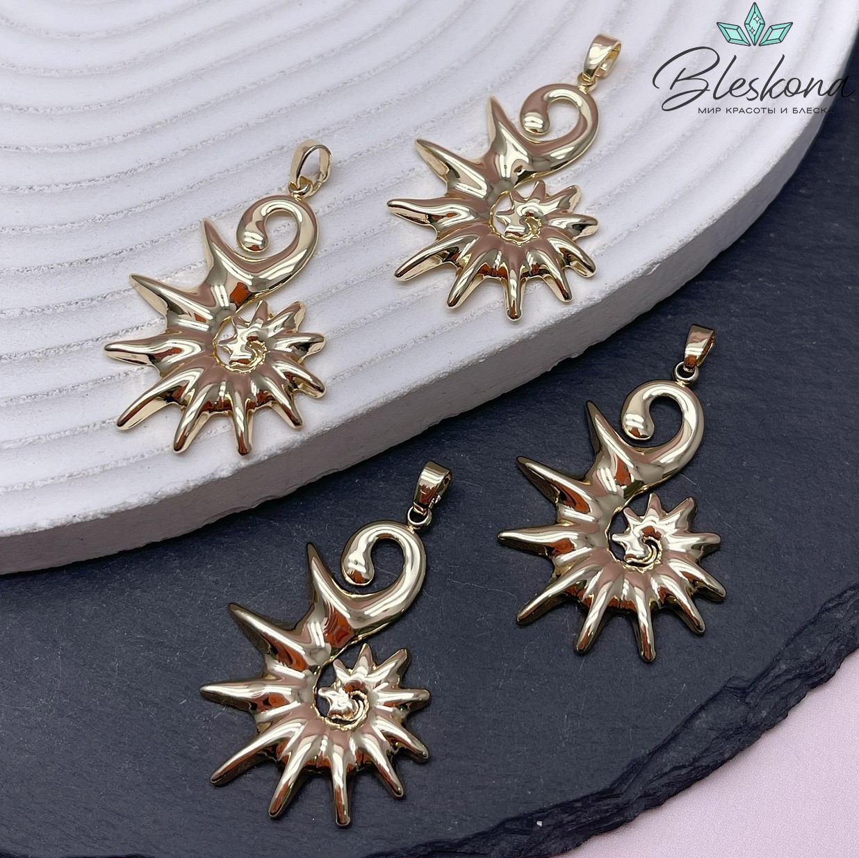 34,5*25,5 мм Цвет золото, Подвеска ракушка улитка 