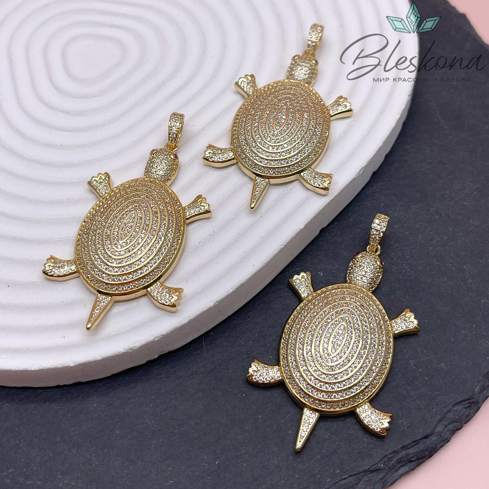 54*31 мм Цвет золото, Подвеска черепаха с цирконами