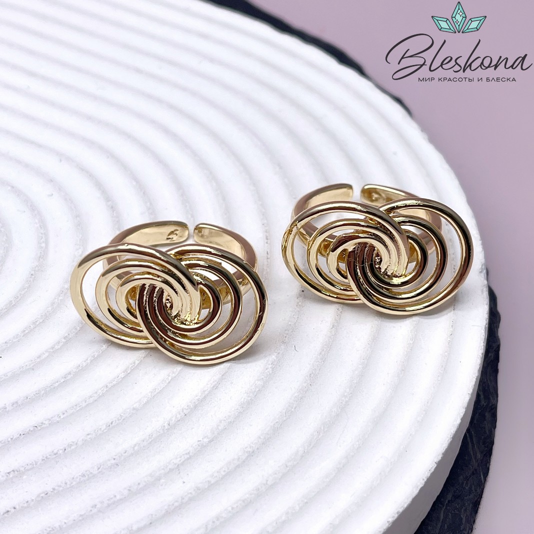 22 мм Цвет золото, Кольцо безразмерное круги 