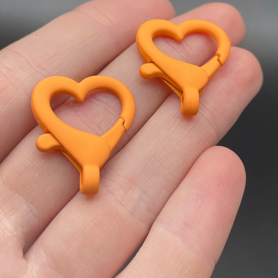 22*26мм , Замок крупный сердце оранжевая  эмаль матовая