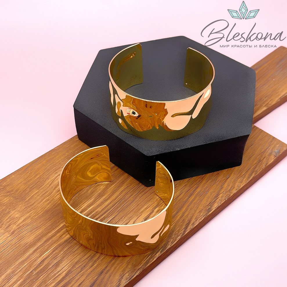 63-65 мм Цвет золото, Основа для браслета фактурная широкая 