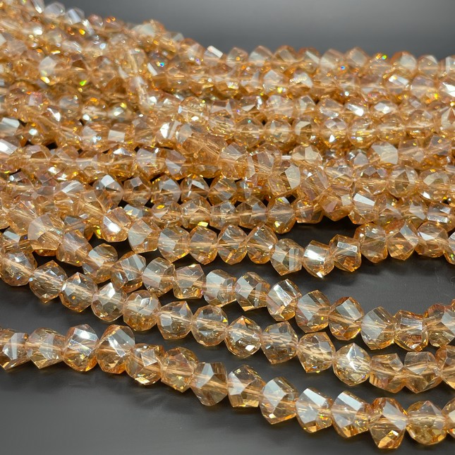 9,5 мм Стекло Lux, многоугольник, цвет персиковый