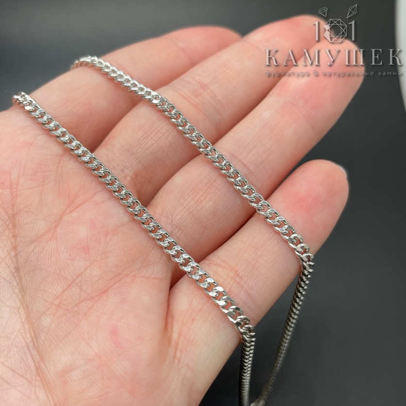 Цепь №85 цвет серебро 3*3,5 мм Люкс