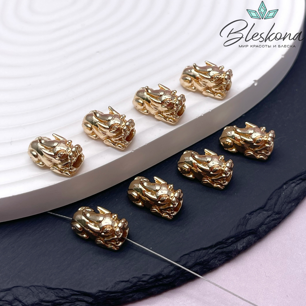 16,6*8,5 мм Цвет золото, Бусина гладкая Пи Яо 