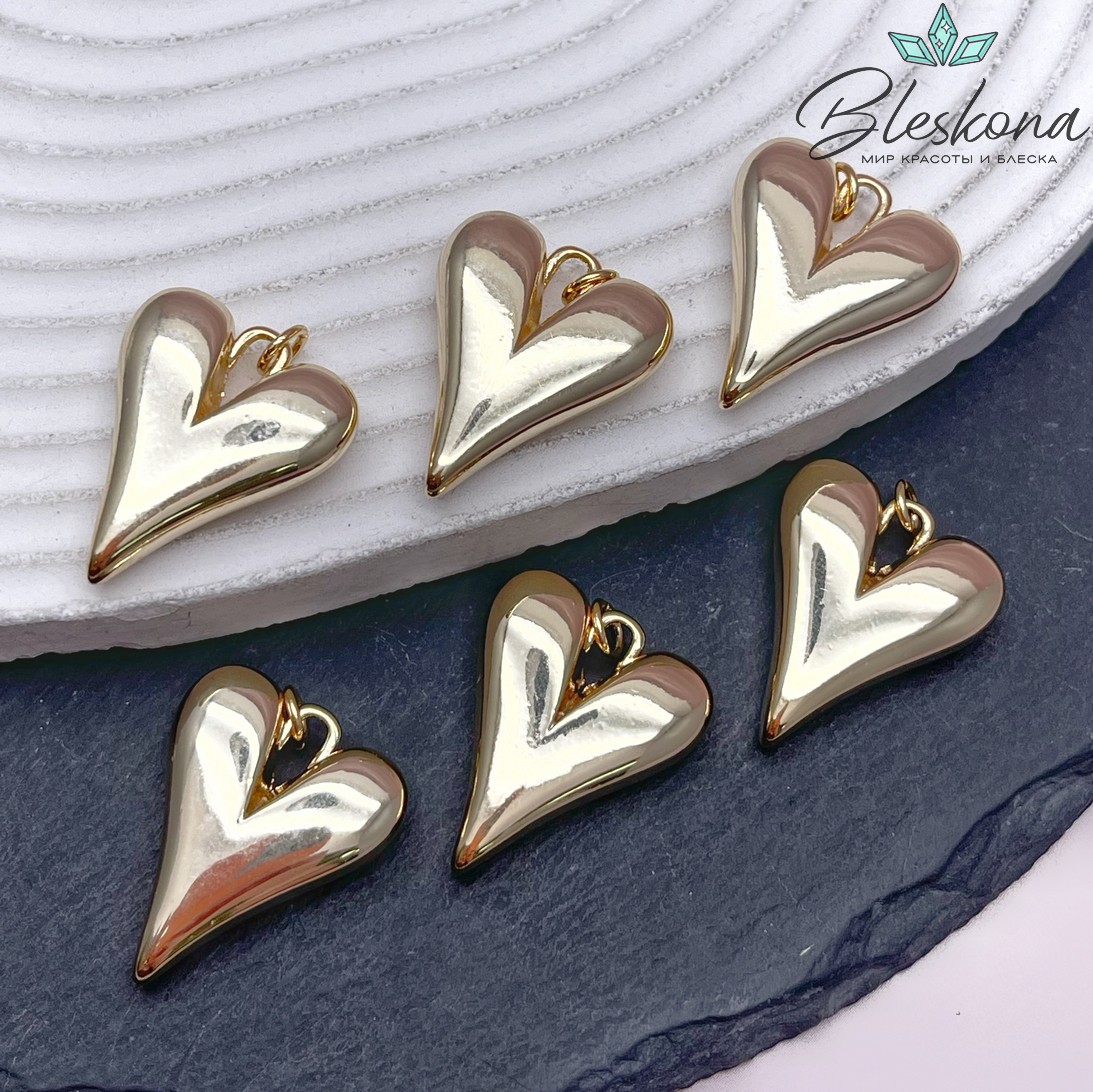 20*24 мм Цвет золото, Подвеска сердце объемное