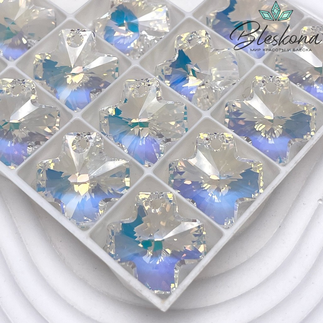 6866 Square Cross Pendant 20 mm Crystal Aurore Boreale (AB)