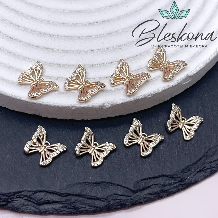 9,8*12,2 мм Цвет золото, Подвеска Бабочка цирконы