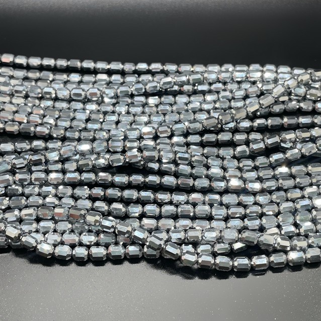 4*5 мм Стекло Lux, цилиндр мини, цвет серебро