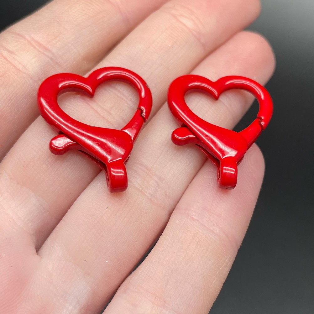 22*26мм , Замок крупный сердце красная  эмаль 