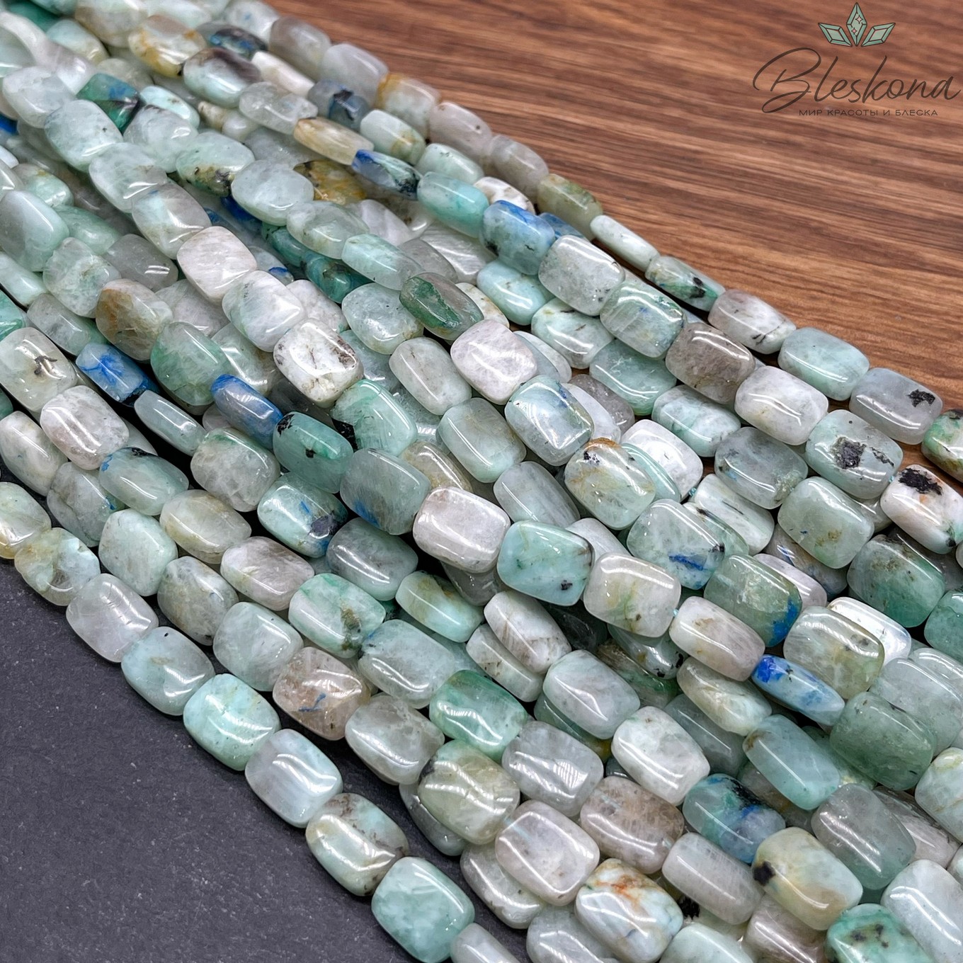 Хризоколла прямоугольник плоский 10*8 мм