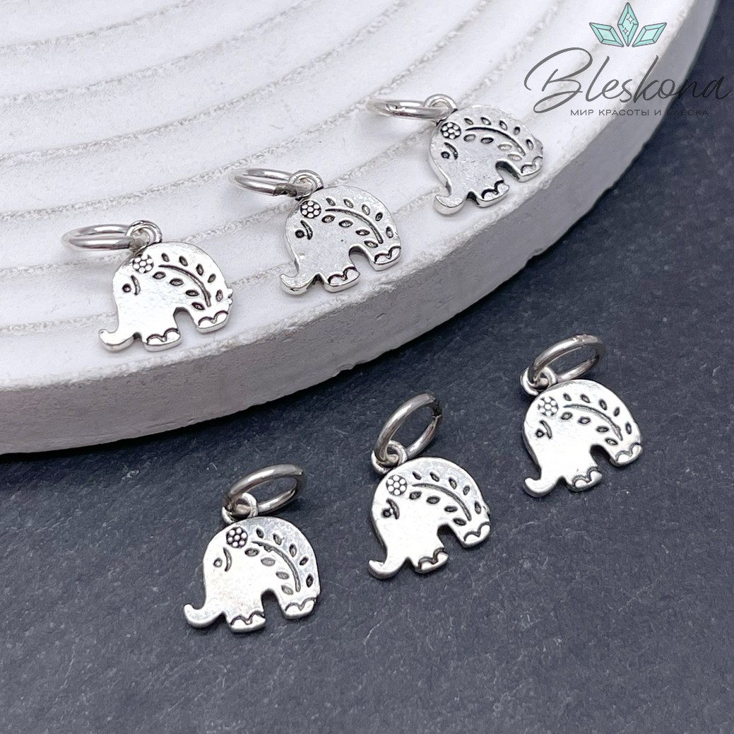 8*10 мм Подвеска мельхиор Слон