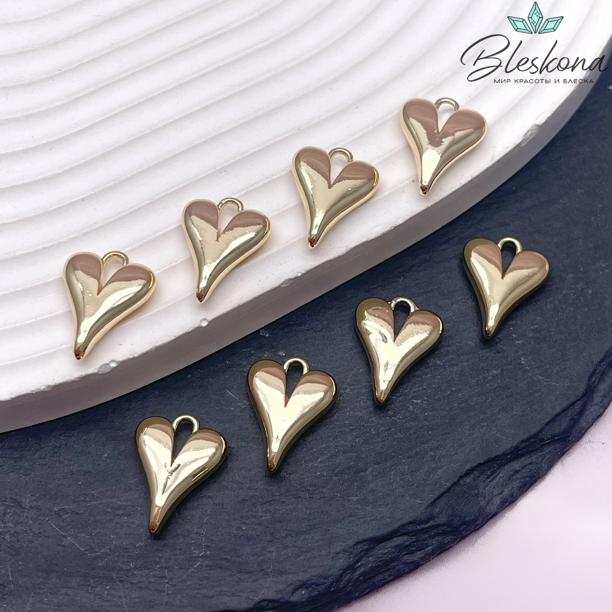 16*12 мм Цвет золото, Подвеска сердце объемное 