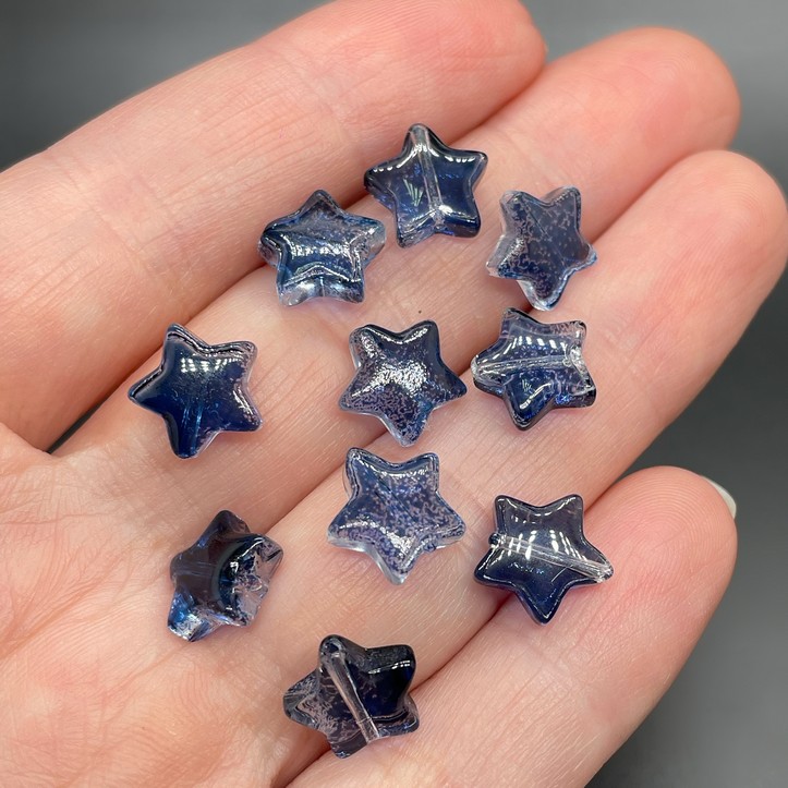 9,5 мм, Стекло звезда синяя уп.10 шт 