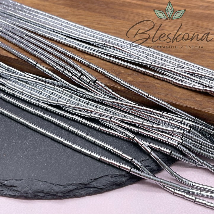 4*2 мм Гематин трубочки, цвет темное серебро, имитация