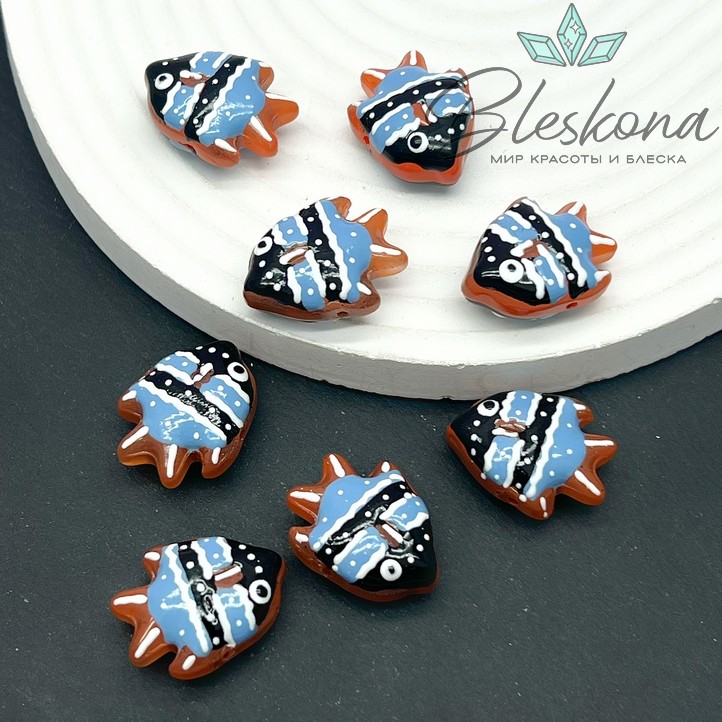 22*17 мм  Бусина рыбка коричневая