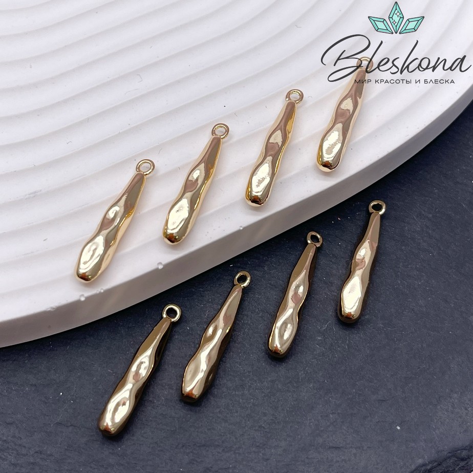 22*4 мм Цвет золото, Подвеска капля мятая
