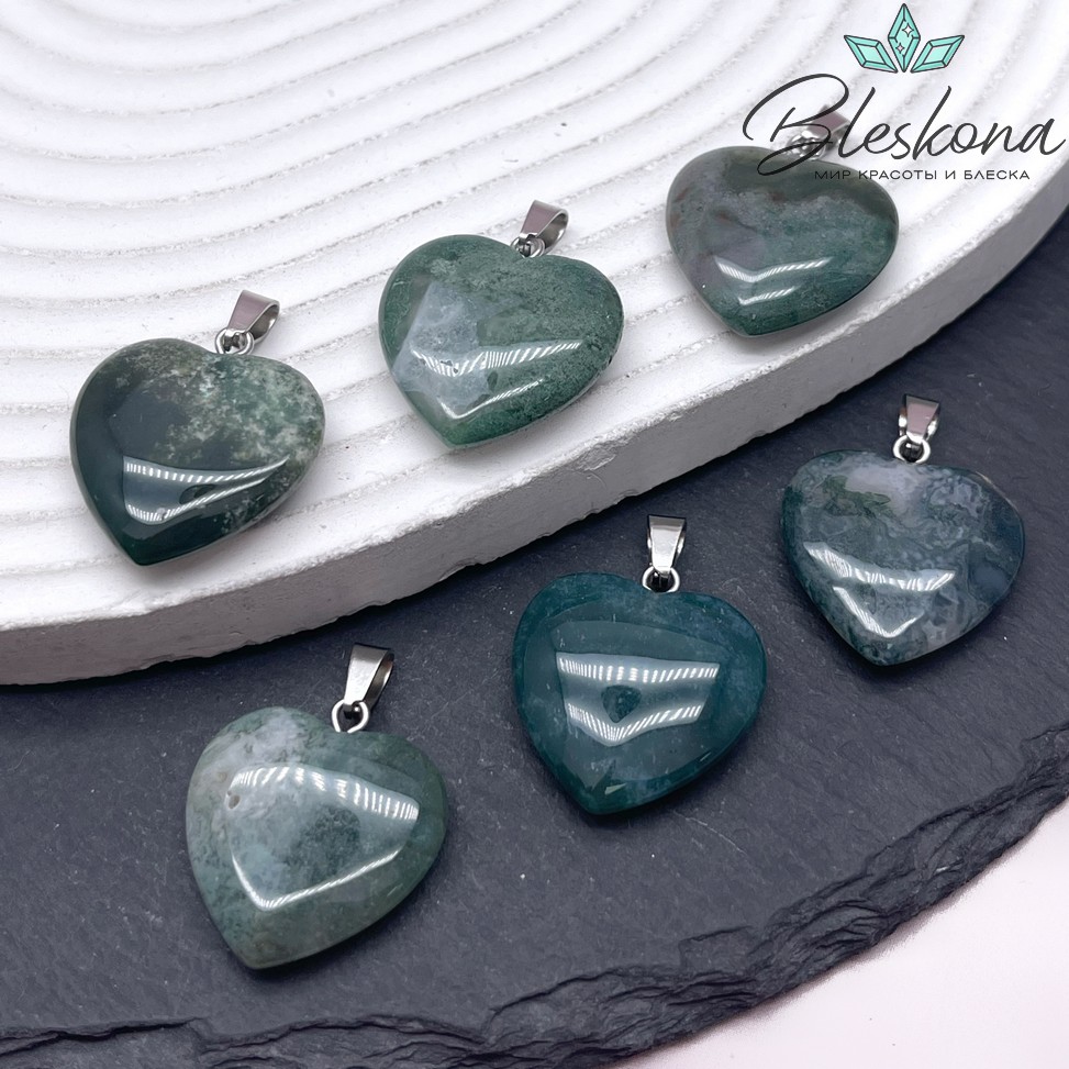 22*20 мм Цвет серебро, Подвеска Сердце Агат индийский №1