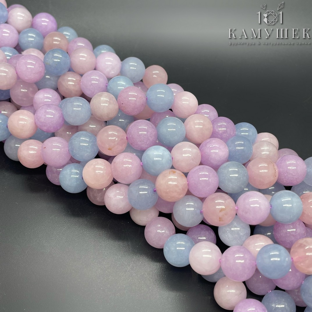 Микс Аквамарин Аметист Розовый кварц №1 10,5мм